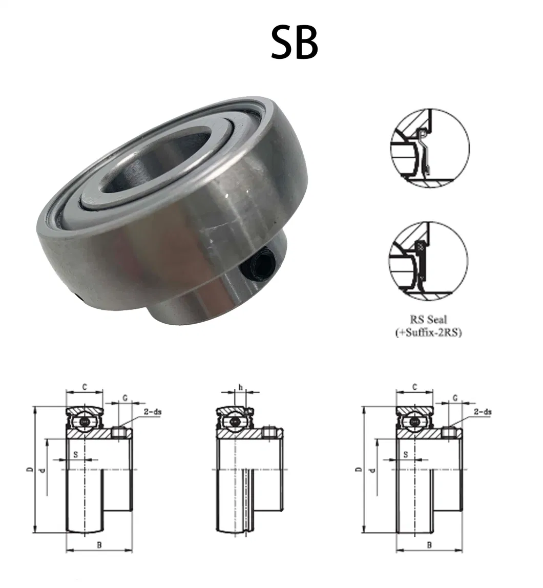 농업용 기계용 맞춤형 밀폐 된 베개 블록 베어링 삽입 공 베어링 380708 UH209/40 2S.SH 5