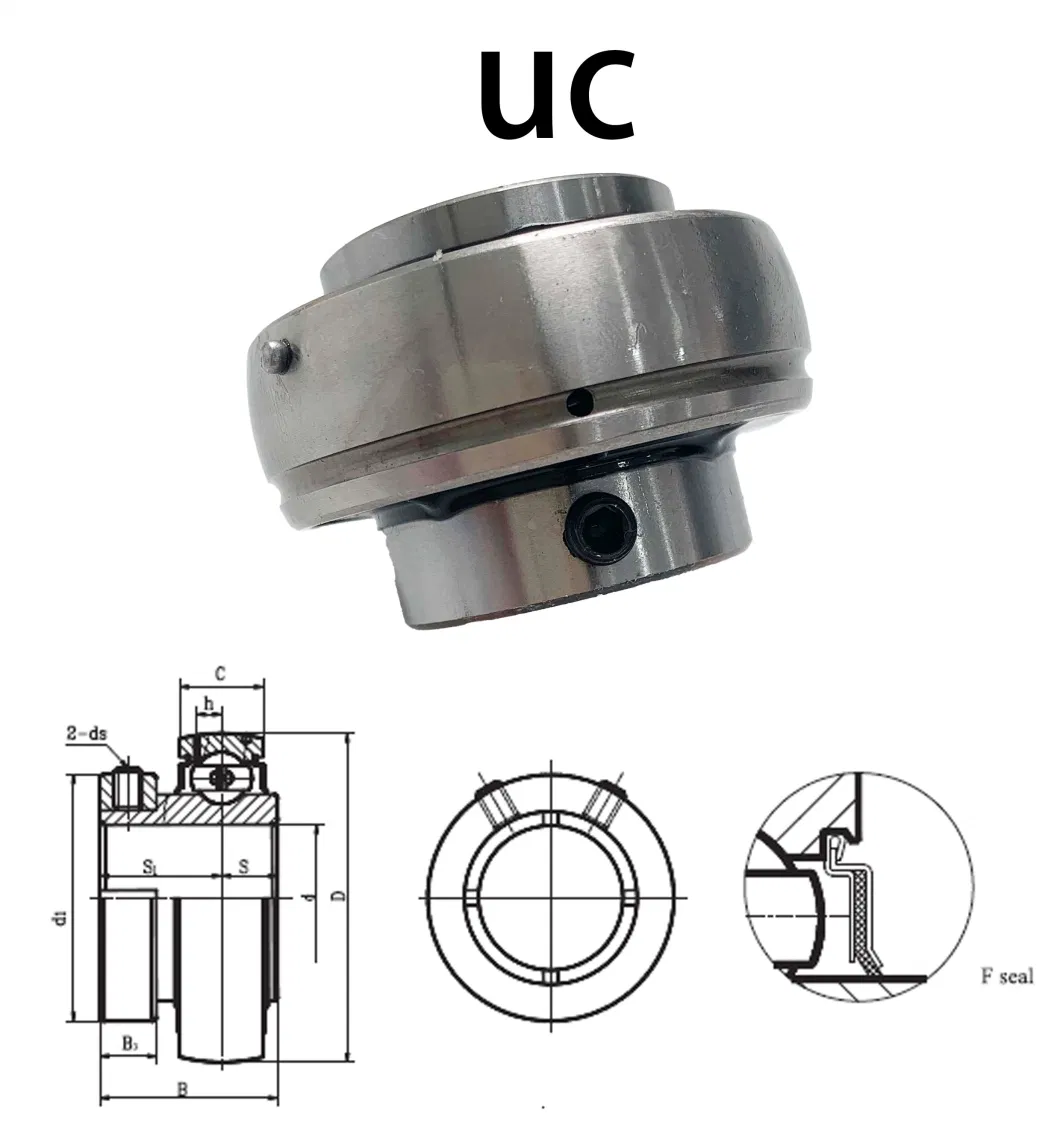 농업용 기계용 맞춤형 밀폐 된 베개 블록 베어링 삽입 공 베어링 380708 UH209/40 2S.SH 6